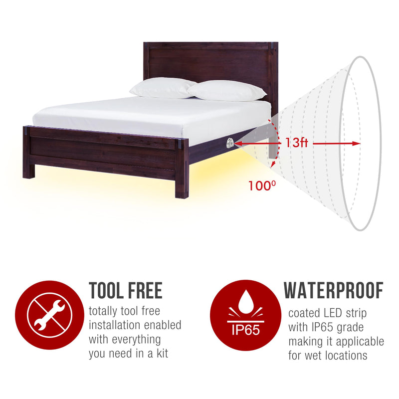 [AUSTRALIA] - Under Bed Lights Motion Sensor, Motion Activated Bed Lighting,12V Power Adapter, Dimmable LED Strip Night Light for Bedroom,Stairs,Crib,Cabinet,Warm White -2 x 5FT -Dual Kit Dual (5FT x 2) 