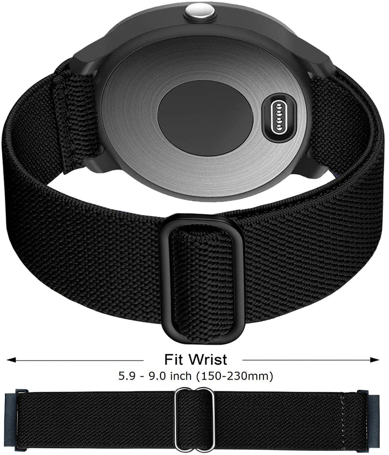 Elastic Bands for Garmin Venu/Sq/Sq 2/Forerunner 245/645 Music Watch Bands, Garmin Vivoactive 5 Bands, 20mm Nylon Sport Wristband for Garmin Vivomove HR/Sport,Vivoactive 3 Men Women Black+Green+Gray