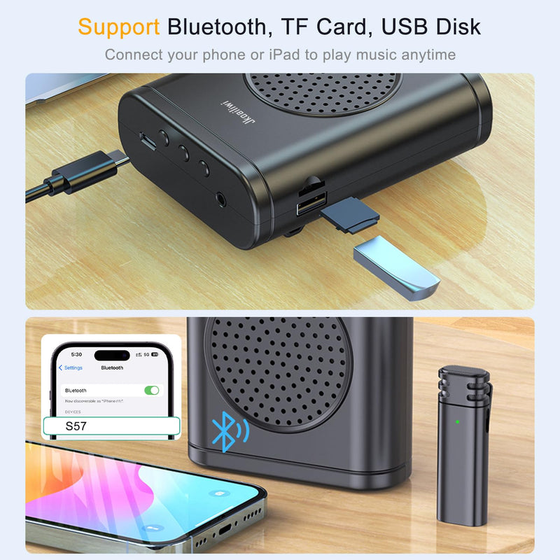 [AUSTRALIA] - Voice Amplifier for Teachers with Clip-On Wireless Lapel Mic, [Bluetooth 5.3] Teacher Microphone for Classroom, Portable Mini Megaphone Speaker PA System for Elderly/Public Events/Tours 