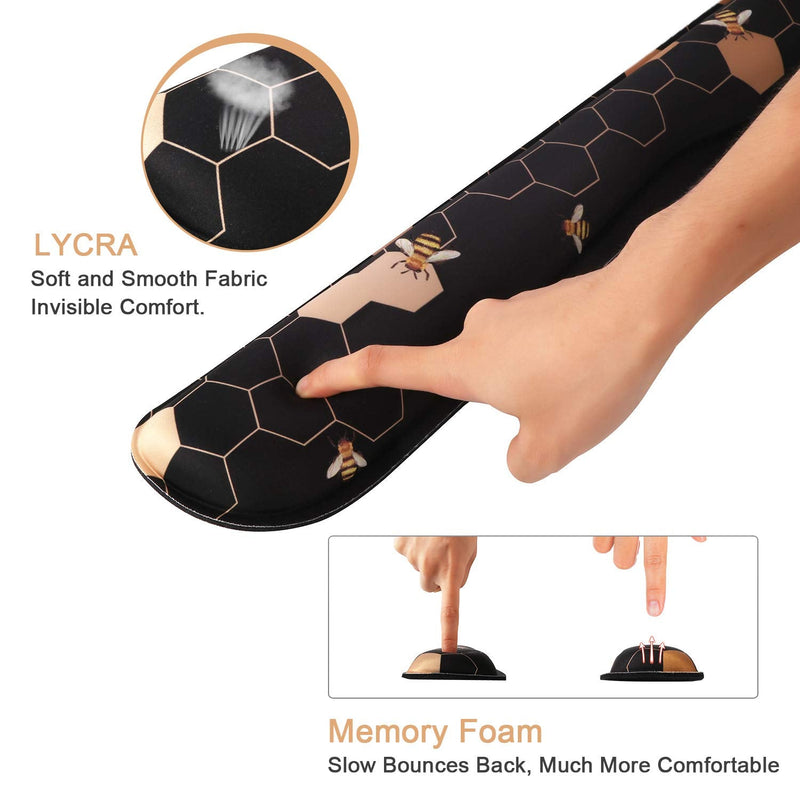 iCasso Keyboard Wrist Rest and Mouse Wrist Rest Pad, Made of Memory Foam, Ergonomic Support, Easy Typing and Relieve Wrist Pain, Perfect for Gaming, Computer, Office, Laptop (A-Honeycomb) A-honeycomb