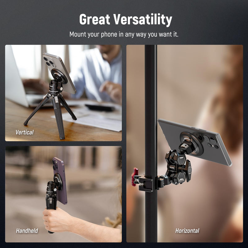 [AUSTRALIA] - NEEWER Magnetic Phone Tripod Mount Adapter with Adhesive Magnetic Ring Compatible with MagSafe iPhone 15 Pro Max 15 Plus 14 13 12, 1/4" Thread for iPhone Video Recording Selfie Stick Ring Light, PA010 PA010(1 Pack) w/Magnetic Ring 