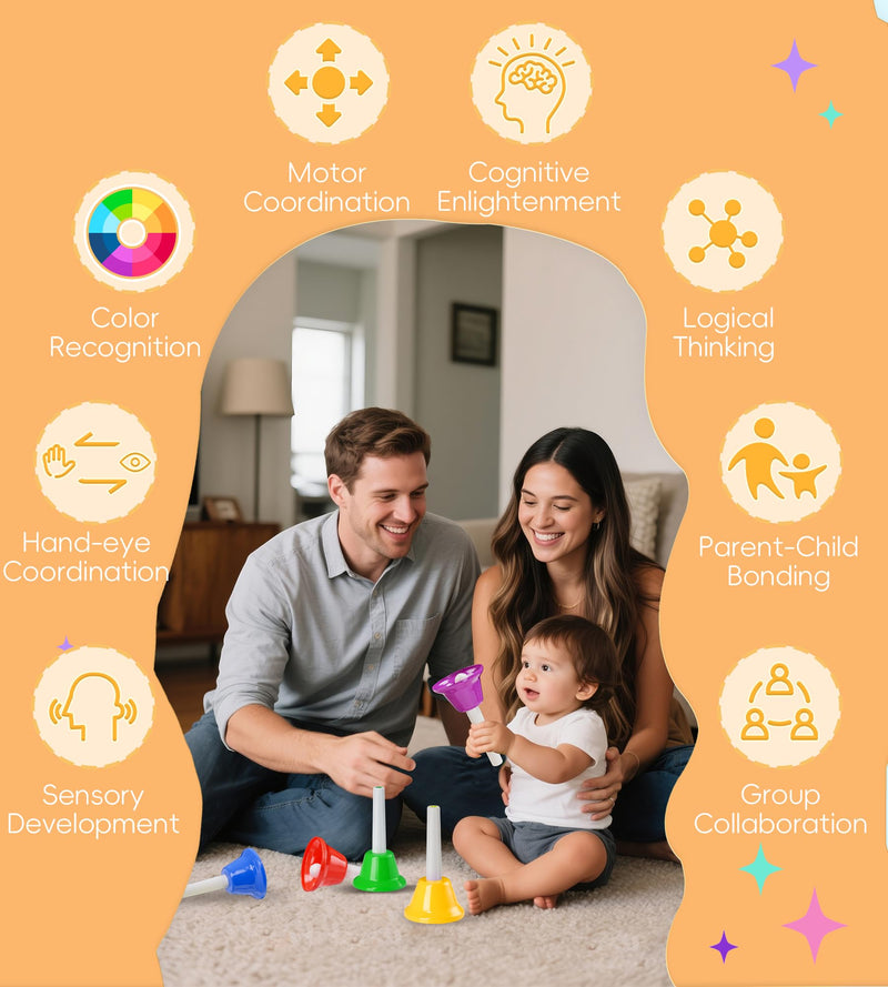Handbells, Hand Bells Set 8 Note Musical Bells with Colorful Songbook for Toddlers Children Kids Adults School Church Classroom Wedding, by Vangoa