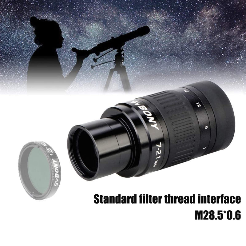 SVBONY SV135 Zoom Eyepiece, Zoom 7 to 21mm 1.25 Inch Telescope Eyepiece, 6 Element 4 Group Telescope Accessories for Astronomic Telescopes Visual 7-21mm