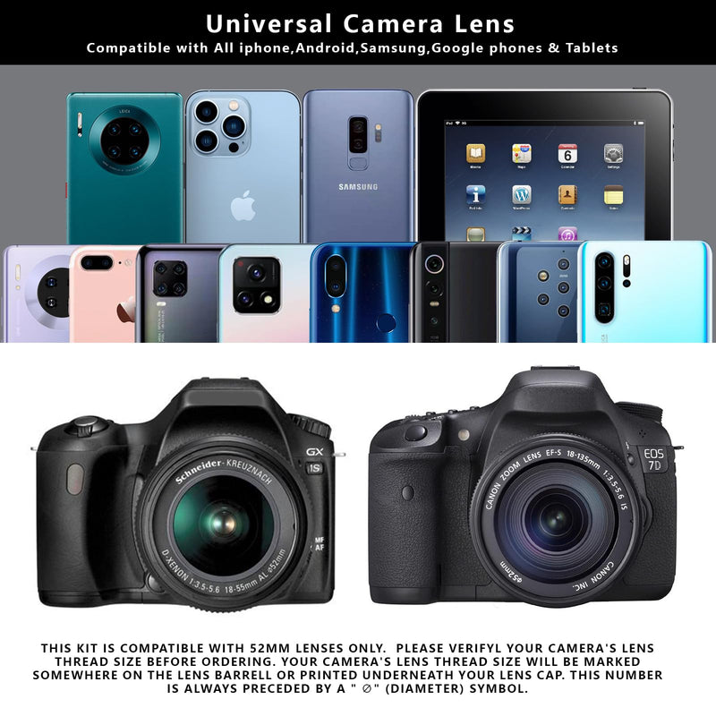 [AUSTRALIA] - 52MM Variable ND2-ND400 Filter, Ultra Slim Multi-Coated Adjustable Neutral Density Filter, Clip-on Phone Lens ND Filter Kit, Compatible for iPhone 15 14 13 12 11, Google Pixel and Other Smart Phones 