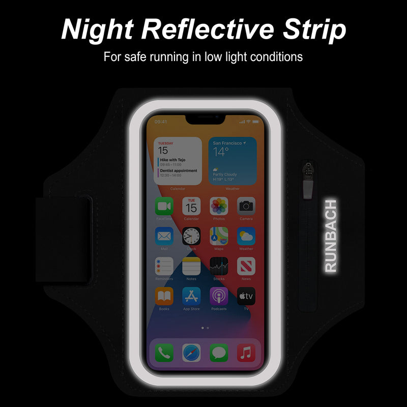 Armband for Samsung Galaxy S24 Ultra/S23 Ultra/S22 Ultra/S21 Ultra/S20 Ultra/S24+/S23+/S22+/S21+/S20+/S10+/S9+/S8+, with Zipper Pocket for for Galaxy Buds and Car Key(Black) Black