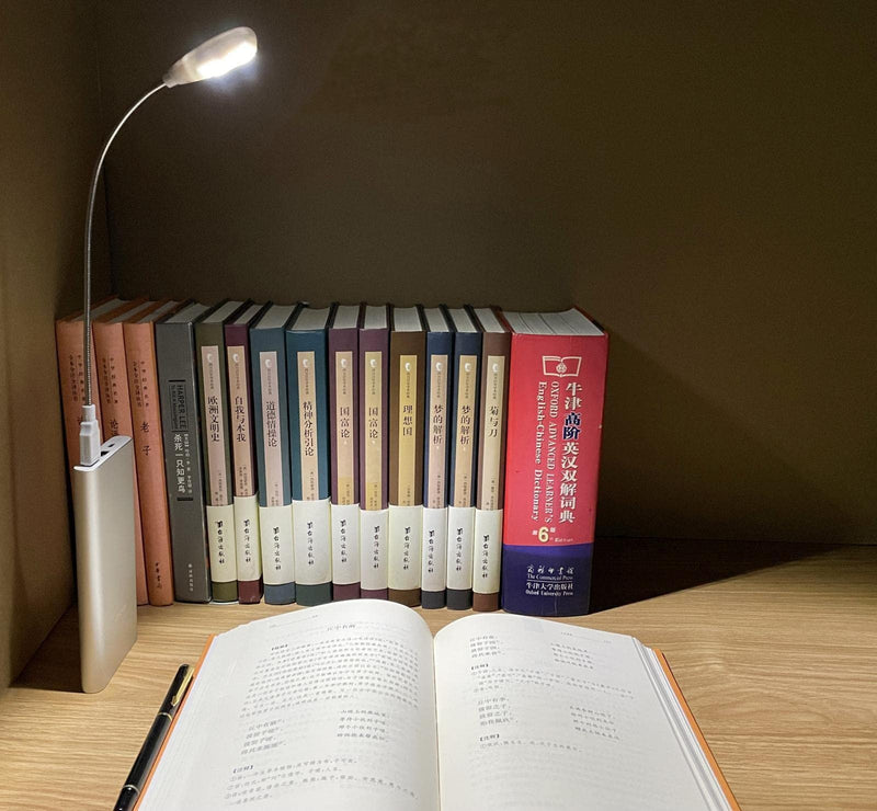 [AUSTRALIA] - LED USB Reading Lamp Light with 2-Brightness Dimmable Setting, Flexible Gooseneck USB Light for Notebook Laptop Keyboard, Powerbank(On/Off Switch, 1 White+1 Mini USB Light) 