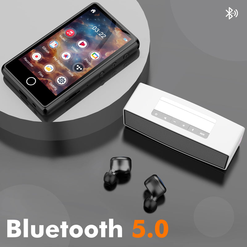 [AUSTRALIA] - 80GB MP3 Music Player with Bluetooth, 3-inch Portable MP4 Player Support All Formats Video with Built-in Speaker, FM Radio, Video, E-Book, Recording. Expandable up to 256GB, Black 