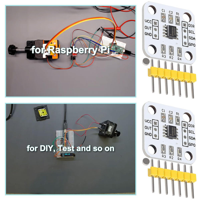 JYUDAUFU 4pcs AS5600 Magnetic Encoder 12Bit DC 3.3V High Precision Induction Angle Meter Module IIC PWM Voltage Output for Raspberry Pi for Arduino with Jumper Cable
