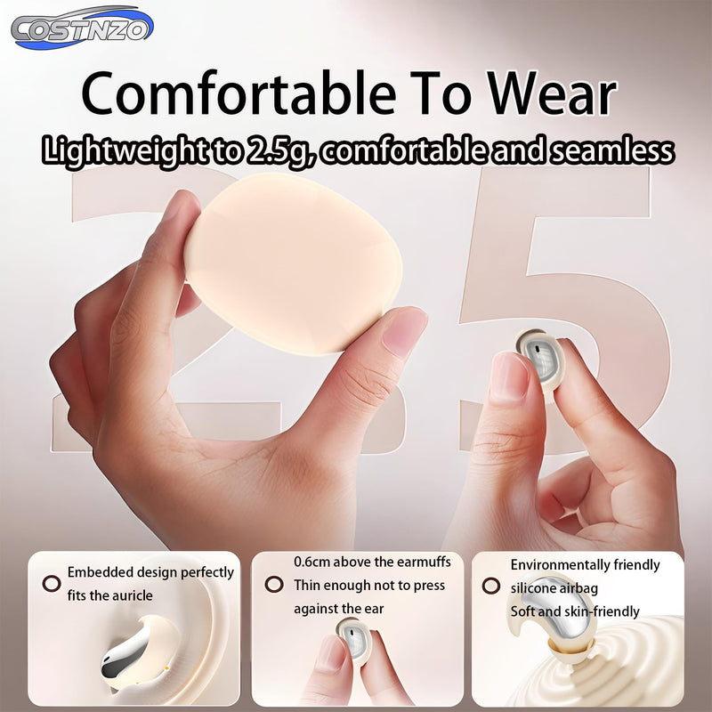 Efficient Noise Cancelling Sleep Earbuds for Side Sleepers (Beige) | Built in Sleep Mode, 2 Natural Sounds White Noise, Sleeping Earbuds Beige