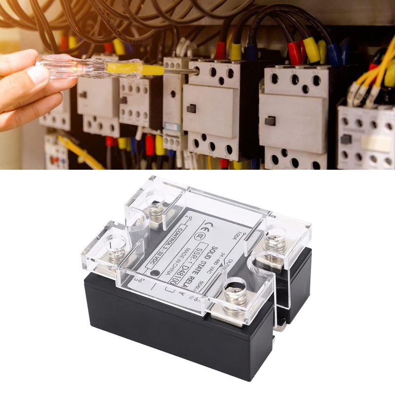 Solid State Relay Module, SSR-1 D48100 100A Solid State Relay DC Control 24-480VAC DC-AC with Plastic Cover for Automation Devices