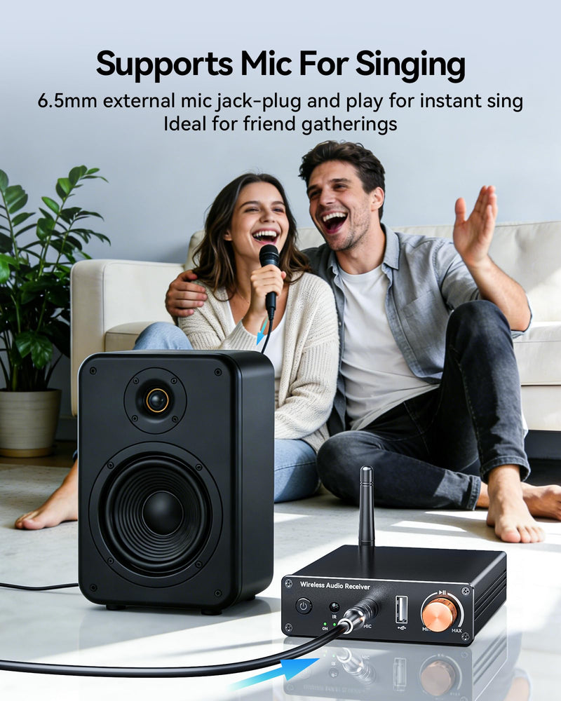 [AUSTRALIA] - Bluetooth 6.0 Receiver, Hi-Fi Adapter with Wireless Long-Range Low-Latency, Suitable for Home Audio Music Streaming Stereo Systems/Home Speakers, Featuring AUX 3.5mm/RCA, USB Playback 