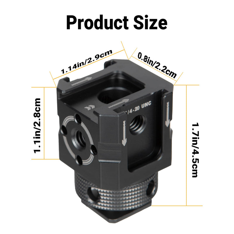 [AUSTRALIA] - Aluminum Camera Shoe Mount - Ultralight Cold Shoe Adapter with Multi 1/4" Threads, 60g Quick-Release Plate for DSLR/Mirrorless/Outdoor Photography 