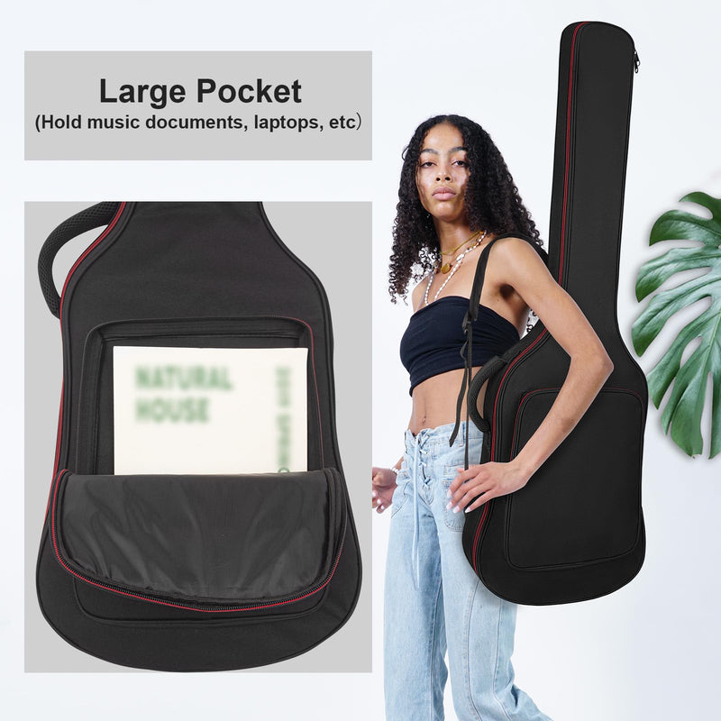 [AUSTRALIA] - MUZNOTE Bass Guitar Bag, Bass Guitar Bag Gig Bag Backpack Electric Bass Guitar Case Soft 0.38 inch Padding Lightweight with Pockets Waterproof (Black) 