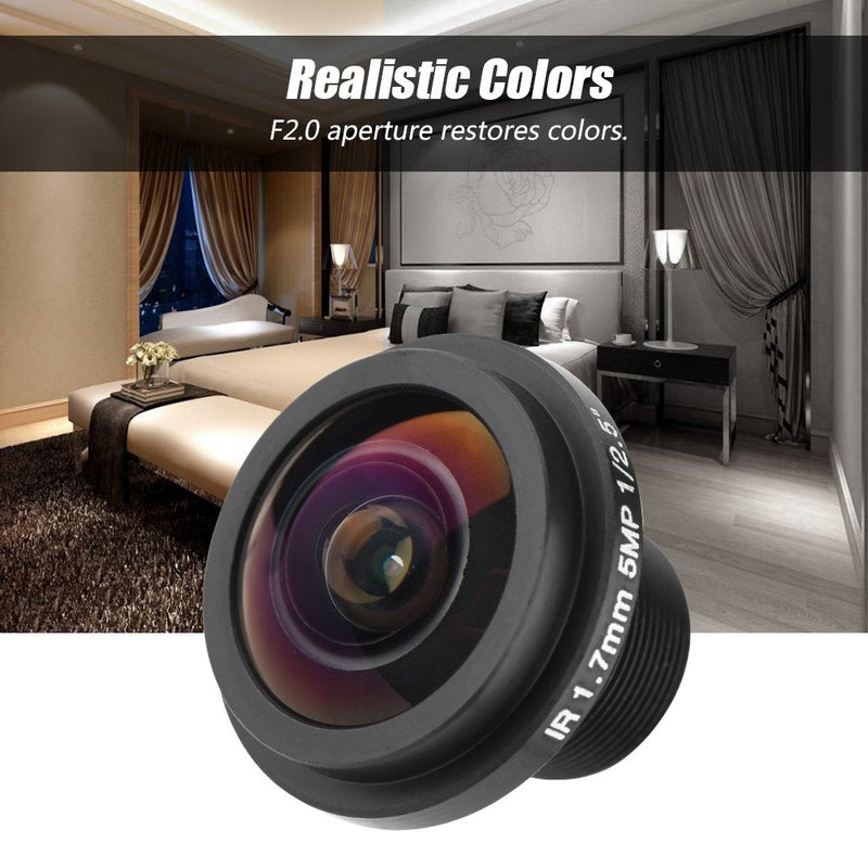 Security Camera Lens, 5MP HD Fisheye Security Camera Lens 1.7mm Focal Length 185¡ãCCTV Lens for Fisheye Security Cam (Black)
