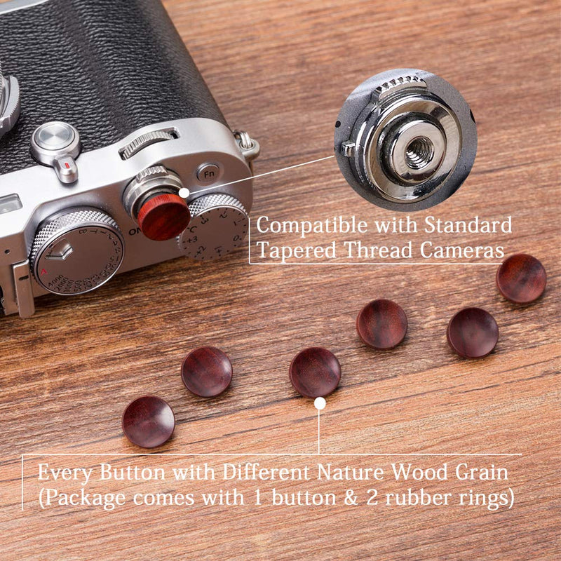 VKO Wood Soft Shutter Release Button,Delicate Camera Shutter Button 12mm Concave Surface Red(Wood Grain Random) Red Wood 12mm Concave
