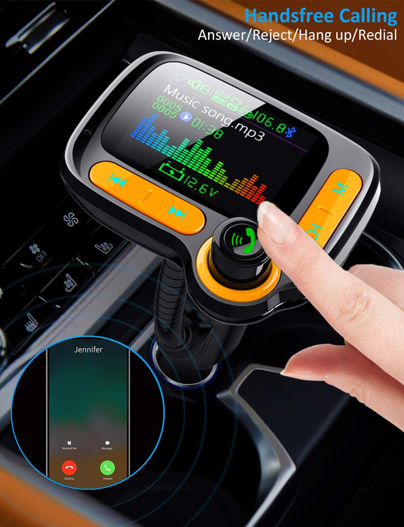 [AUSTRALIA] - TSNAM Bluetooth FM Transmitter Car Adapter,Support Wireless Handsfree Call and MP3 Music/APP Audio Play,1.8" Color Screen,3 USB Charger,3.5mm AUX Port,Compatible with iPhone,iPad,Samsung and More 