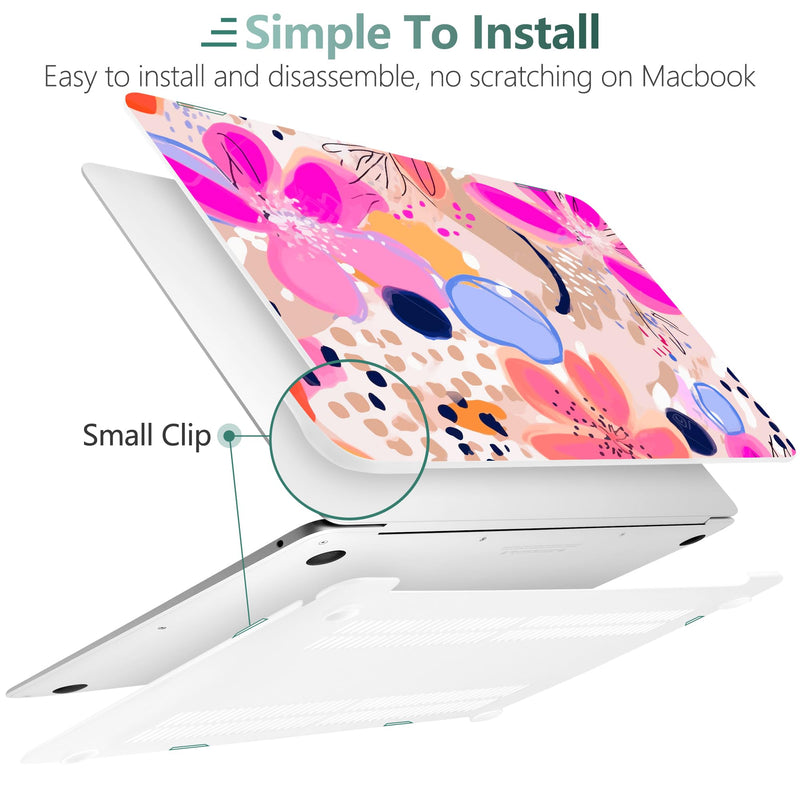 DONGKE Compatible with MacBook Air 13 inch Case 2021 2020 2019 2018 Release A2337 M1 A2179 A1932 with Retina Display & Touch ID, Plastic Hard Shell & Keyboard Cover - Floral Artistic Floral Artistic D157