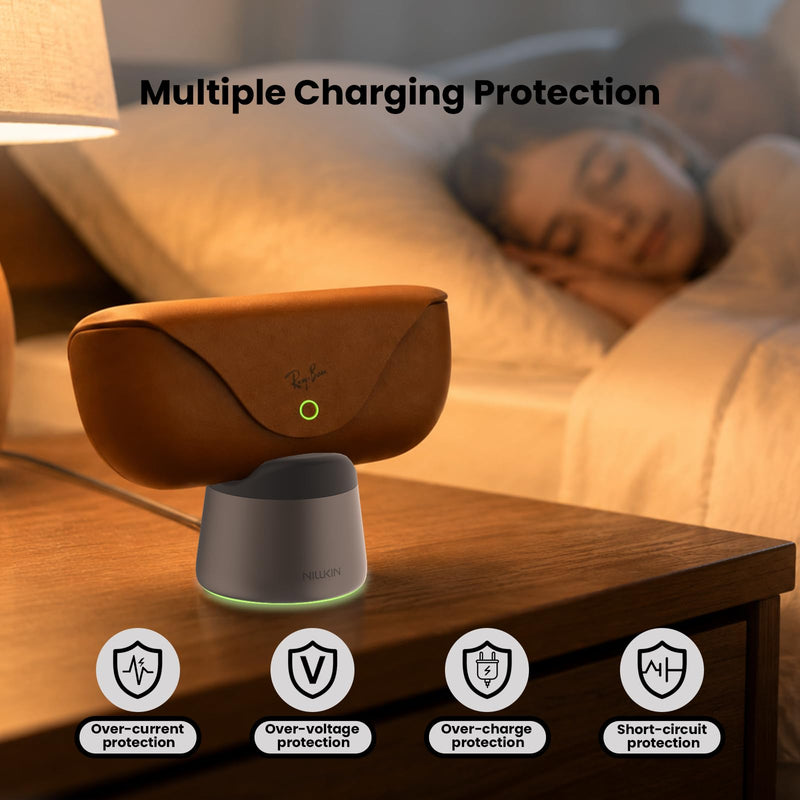 Nillkin RayDock Charging Stand for Ray-Ban Meta Glasses Case (Gen 1 & 2) | Aluminum, LED Light Charging Dock, Stable Anti-Slip, Smart Glasses Accessories, Display for Home & Office, Brown