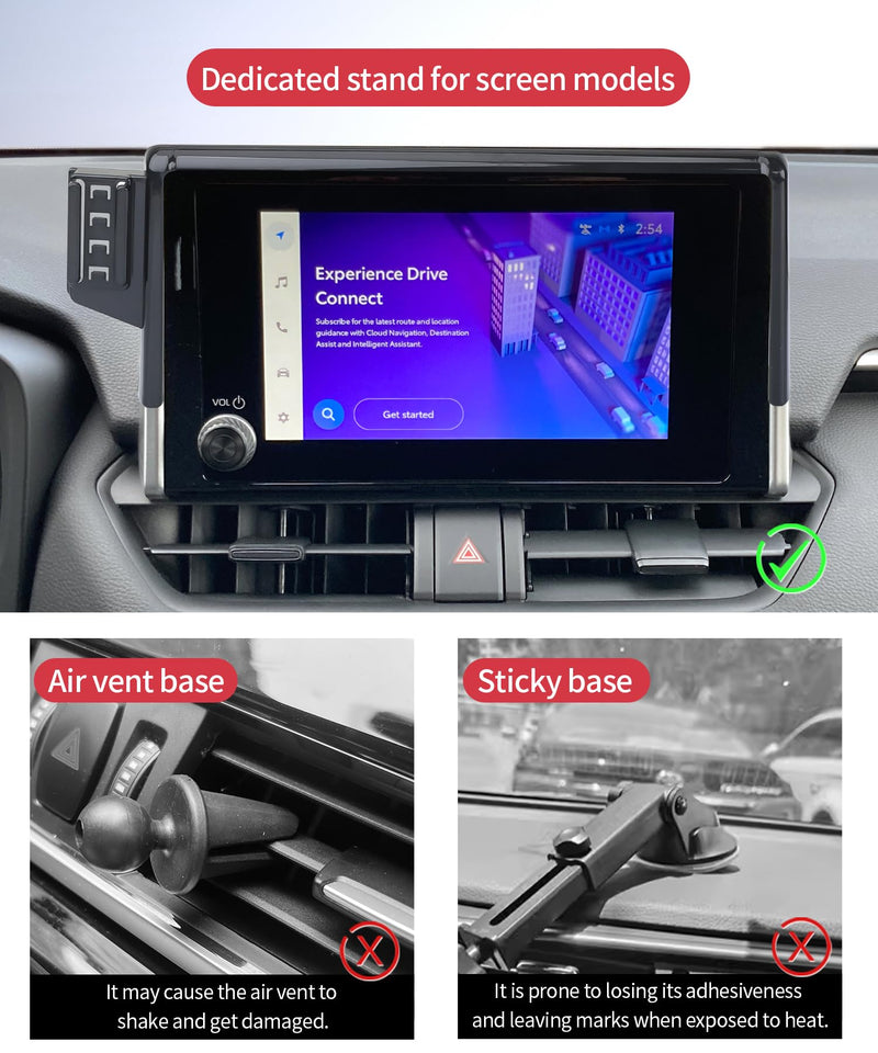 Wireless Charger Car Phone Holder for Toyota RAV4 2019-2025, 7/8" Screen | RAV4/RAV4 Hybrid 2019-2025,Auto Clamp Cell Phone Mount Accessories 15W Qi Fast Charging Stand Compatible with iPhone Android