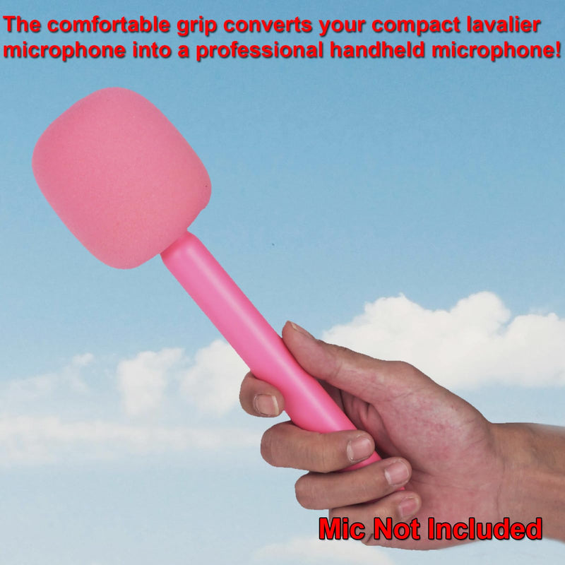 [AUSTRALIA] - Mic Holder for DJI Mic 1/2, Interview Microphone Handle for Rode Wireless GO I/II/ME/Pro, Wireless Lavalier Microphone Handheld Adapter Mount with Foam Cover for Hollyland Lark M1 Black+Pink 