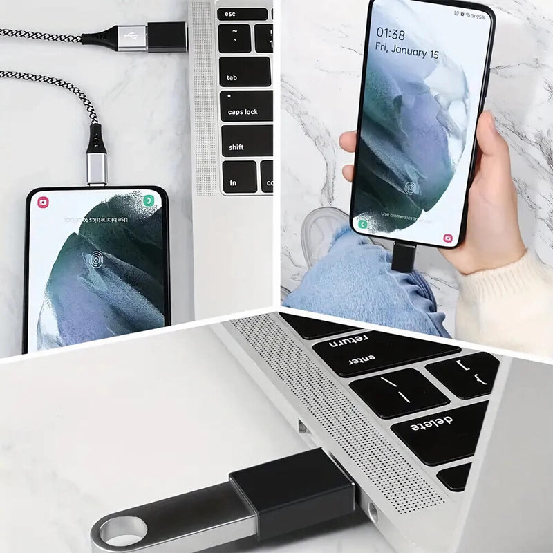 [AUSTRALIA] - Welldiea USB C to USB Adapter 4 Pack, Type C Male to USB 3.0 Female OTG Converter,Thunderbolt 4/3 to USB Adapter for iPhone 15 Pro Max Plus,MacBook Pro Air,Samsung Galaxy,iPad (Black) Black 