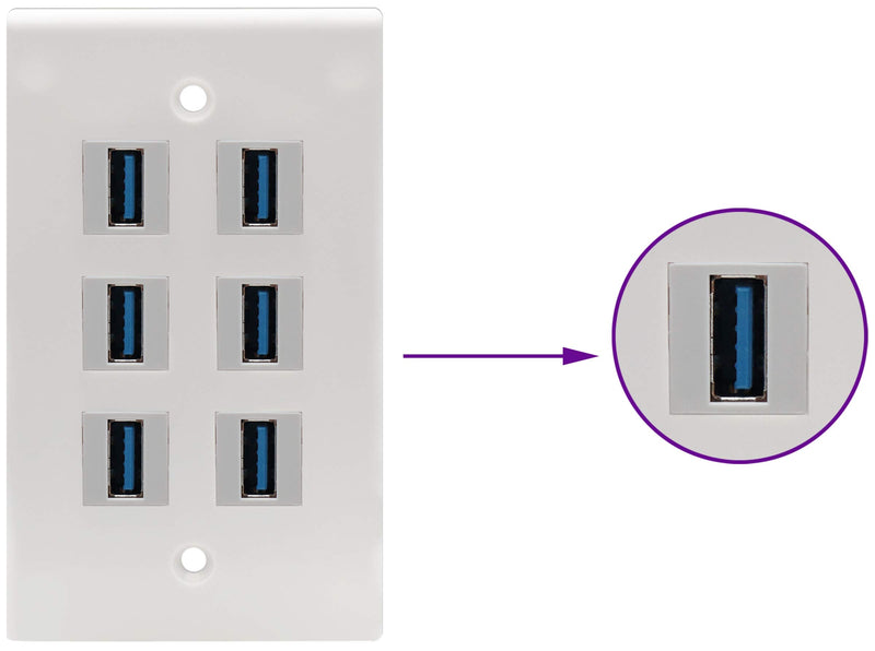 AAOTOKK 90 Degree USB Keystone Coupler Right Angle USB 3.0 A Keystone Jack Insert Female to Female Coupler Adapter for Wall Plate Outlet Panel (White/2 Pack) 2 Pack 90 Degree White