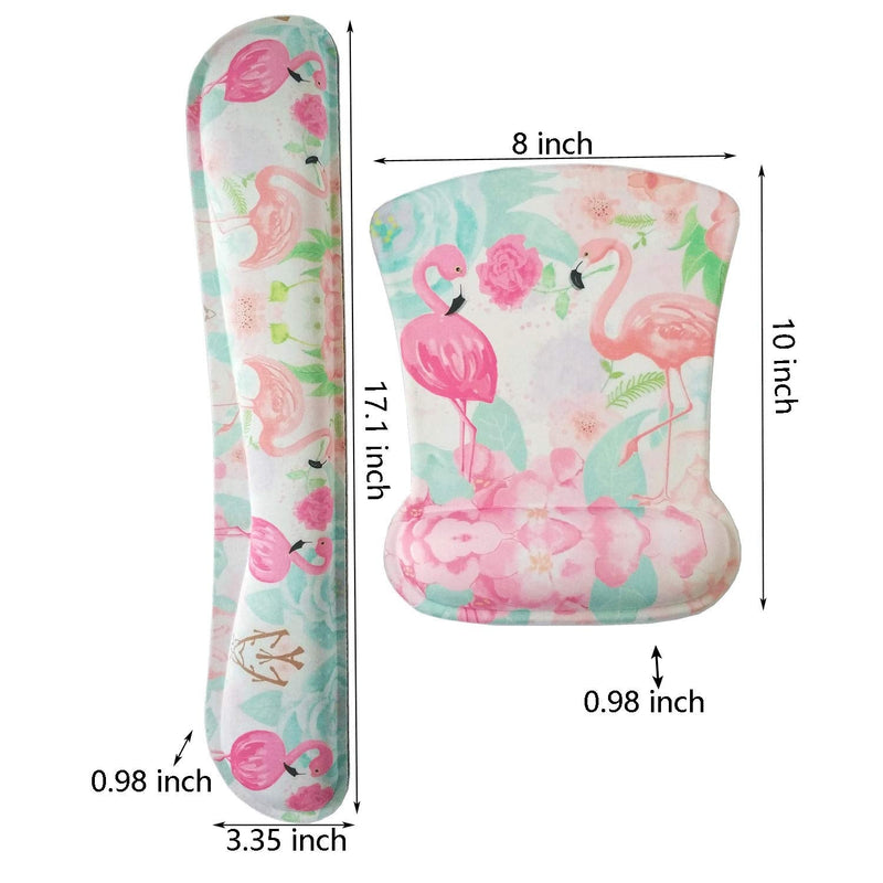 HAPLIVES Ergonomic Keyboard Wrist Rest Pad and Mouse Pad Wrist Support Set with Non-Slip Backing Memory Form-Filled, Easy-Typing and Pain Relief for Gaming Office Computer Laptop (Pink Two Flamingos) Pink Two Flamingos