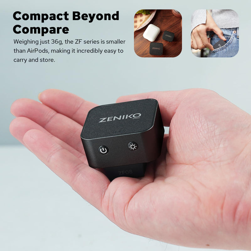 [AUSTRALIA] - Zeniko ZF08 Aluminum Mini Flash Speedlite, 440 Full-Power On Camera Flash,CCT 6500K±200K Small Camera Flash for Canon/Fuji/Sony zv1/Sony zve10/Nikon/Panasonic Olympus Pentax/3s Recycle(Black) Black 
