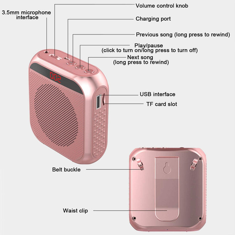 Voice Amplifier for Teachers,Rechargeable Portable Microphone with Speaker,Portable Pa System for Outdoors, Teaching, Meeting, Presentation, etc(Rose Gold) Rose Gold