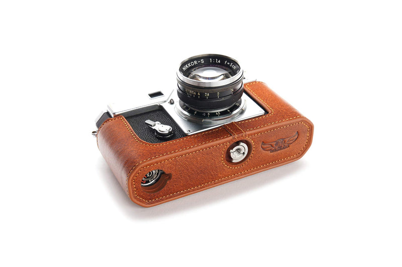 S3 Film Camera Case, BolinUS Handmade Genuine Real Leather Half Camera Case Bag Cover for Nikon S3 Film Camera with Hand Strap (LavaBrown) LavaBrown
