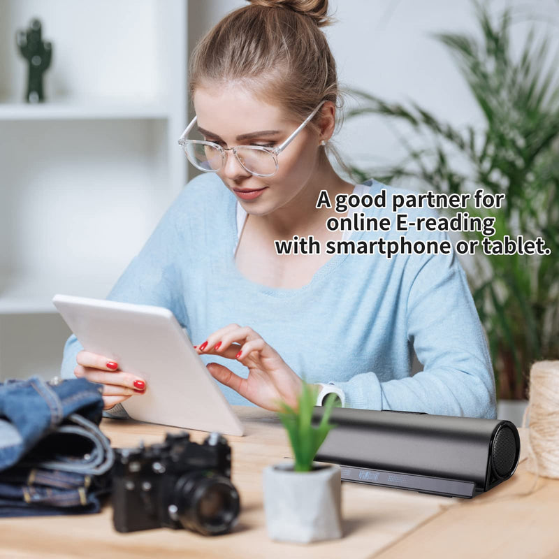 [AUSTRALIA] - DORNLAT Wireless Bluetooth Speakers, Portable Phone Tablet Stand Holder Speaker, Dual Drivers Stereo Dock Speaker for iPad, Phone, Outdoor, Travel, Home Party (Black) 