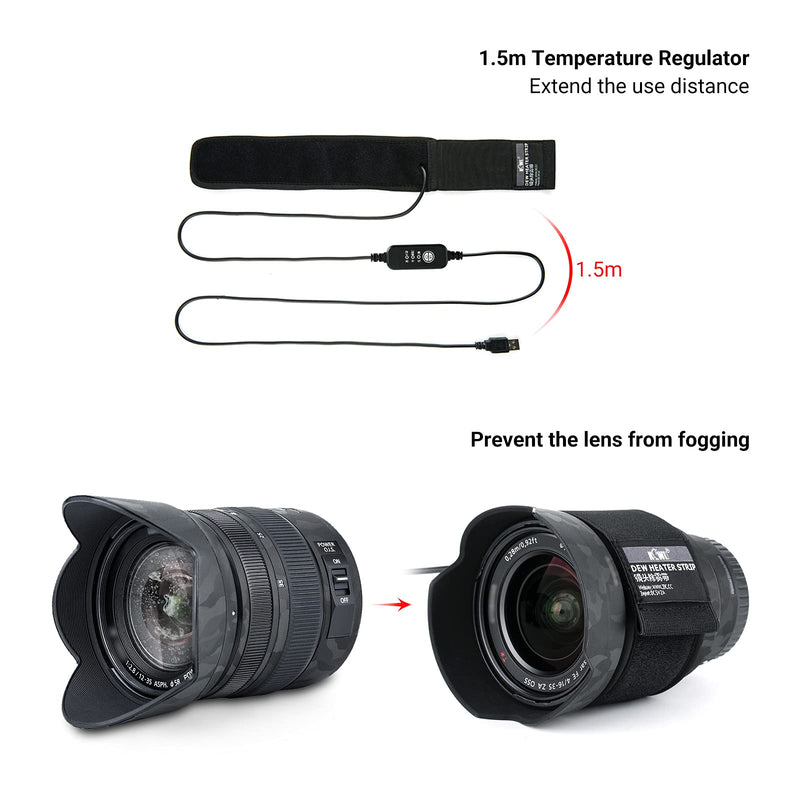 USB Lens Warmer, Lens Dew Heater Strip with Temperature Regulator, Condensation Prevention for Telescopes Camera DSLR Lens Telescope Eyepieces Less Than 3.15 inch (80mm) in Diameter