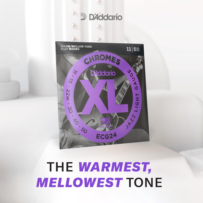 D'Addario XL Chromes Flat Wound Bass Guitar Strings - ECB81S - Short Scale - Regular Light, 45-100