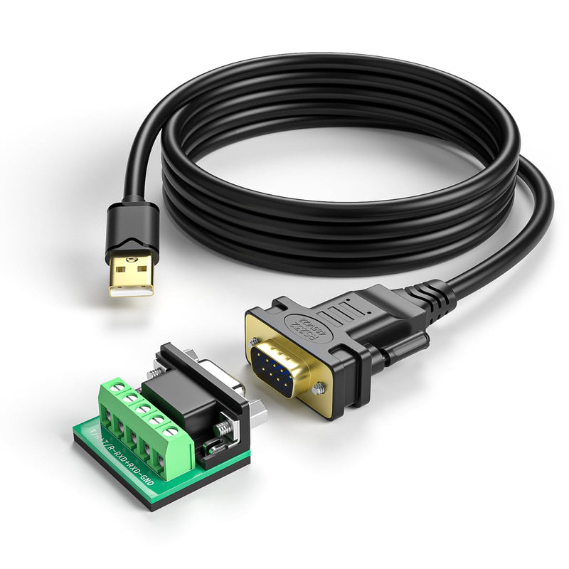USB to RS232 RS485 RS422 Converter, USB 2.0 to Serial Adapter Cable with FT232RL Chip, DB9 Male to USB-A for Industrial Communication, POS, CNC, PLC, Windows, Mac, Linux（6FT）