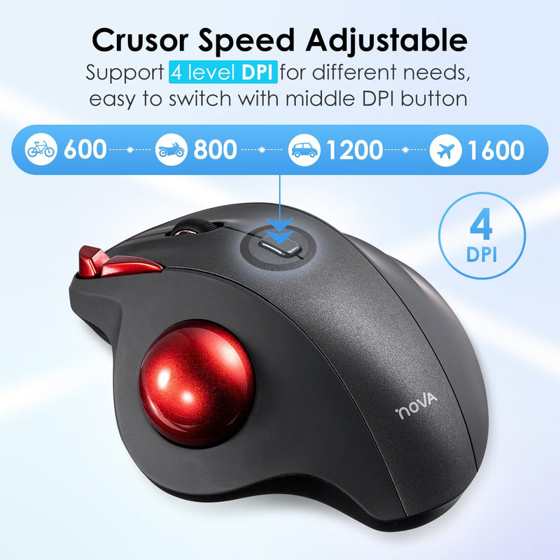SANWA Wired Ergonomic Trackball Mouse GMATB167 + Orange 34mm Trackball Replacement Ball Set, Rollerball Mice, Programmable Silent Buttons, 600-1600 DPI, Compatible MacBook, Laptop, Windows, macOS