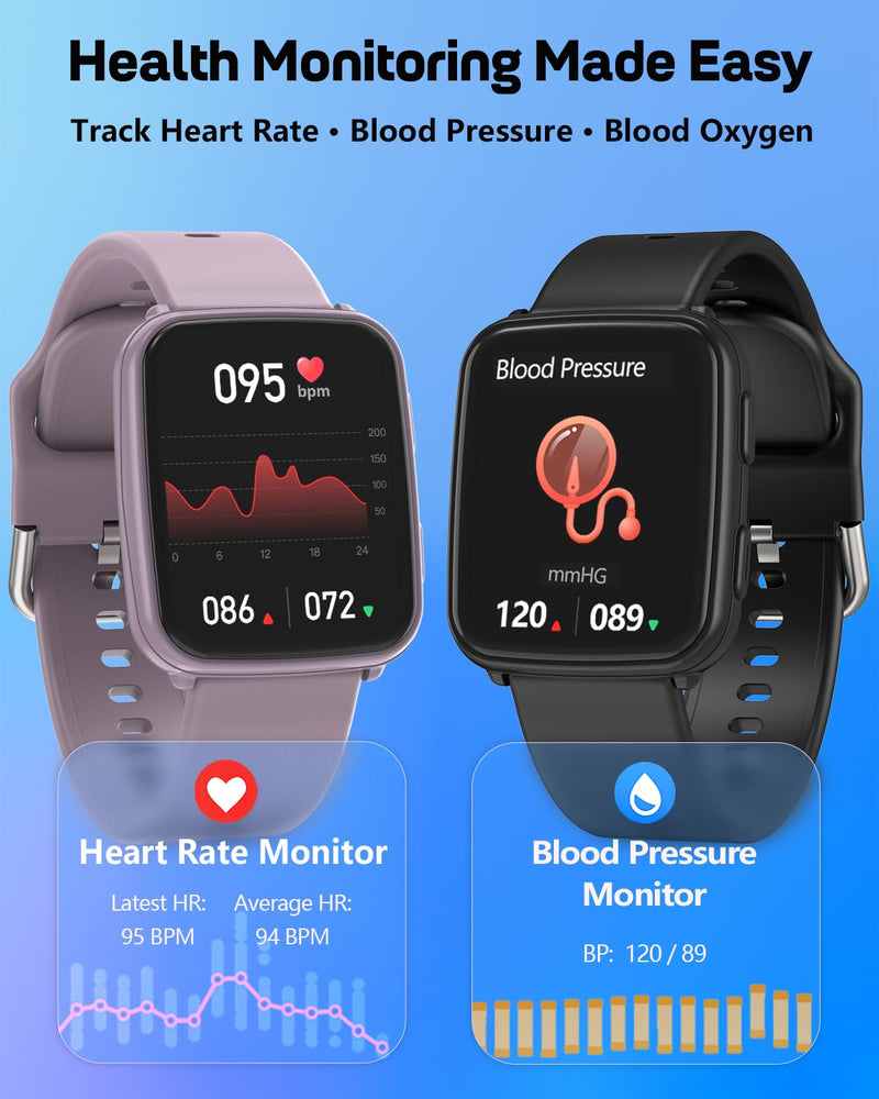 MorePro Fitness Tracker with 24/7 Heart Rate & Blood Pressure Monitor, Blood Oxygen & Sleep Tracker, Smart Watch with Step Calorie Counter, IP68 Waterproof Activity Tracker for Women Men Android iOS Urban Bronze
