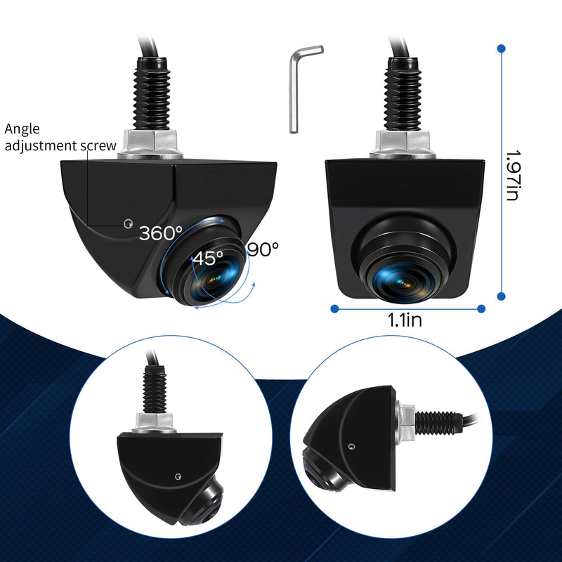 Backup Camera with Switchable Front View - AHD 1080P Metal Camera | 170° wide-angle view, super clear night vision, IP69 waterproof metal housing, fits cars, trucks, SUVs and vans. Deep black