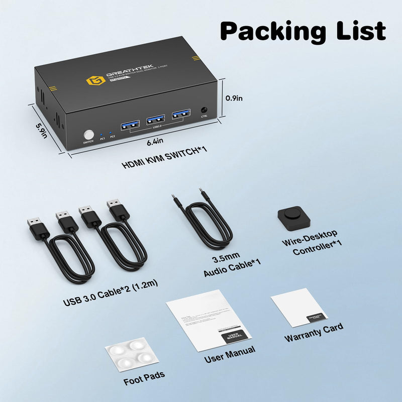 8K HDMI KVM Switch 2 Monitors 2 Computers,8K@60HZ USB3.0 Dual Monitors KVM Switches for 2 PC/Laptops Share Mouse Keyboard and 2 Screens,with 2 USB Cables/Controller,EDID Adapative,Plug&Play Deep Blue