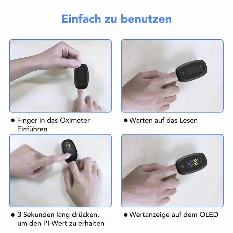 Wellue Pulse Oximeter, Oxygen Saturation Meter Finger, Portable Oxygen Saturation Monitor and Heart Rate Monitor, Automatic Measurement, Easy to Use, with Batteries