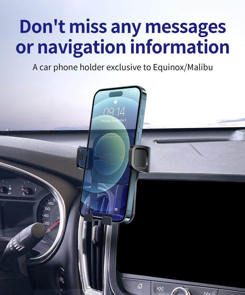 Car Phone Holder for Chevrolet Equinox/Malibu 2018-2024, 7/8" Screen Mount | Malibu 2016-2025, Universal Mechanical clip Cell phone Mount Accessories Fit iPhone Android,Automobile GPS Dashboard Cradle 7/8-inch for 2018-2024 Equinox