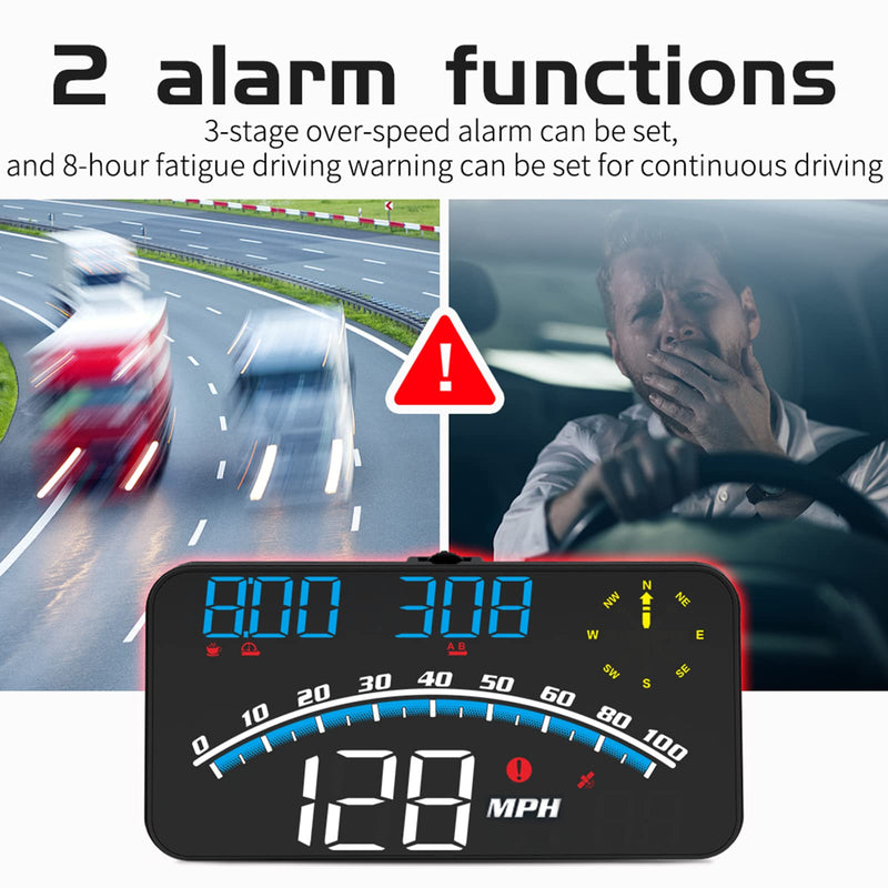 [AUSTRALIA] - VEESA Digital GPS Speedometer, Car Universal HUD Head Up Display with Speed MPH, Compass Driving Direction, Fatigue Driving Reminder, Overspeed Alarm Trip Meter, for All Vehicle (G10) G10 
