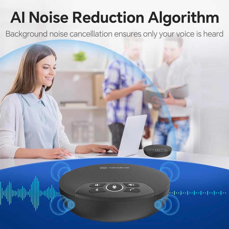 NewlineWork Newpie 30 Bluetooth Speakerphone Conference Speaker and Microphone 360° Voice Pickup Portable USB Speakerphone with 4 Mics Noise Reduction Home Office Meeting Speaker for Teams/Zoom
