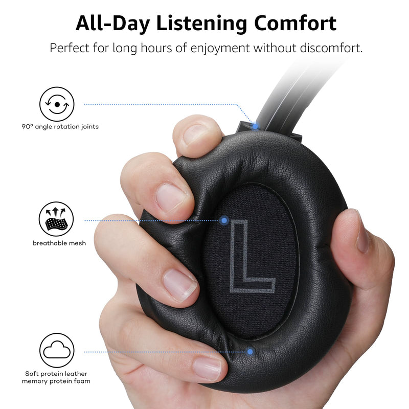 1Mii Y8 Hybrid Active Noise Cancelling Headphones, Wireless Over Ear Bluetooth Headphones, LDAC Hi-Res Audio, 75H Playtime, Deep Bass, Comfort Fit & Foldable Ear Cups, for Home Office Travel