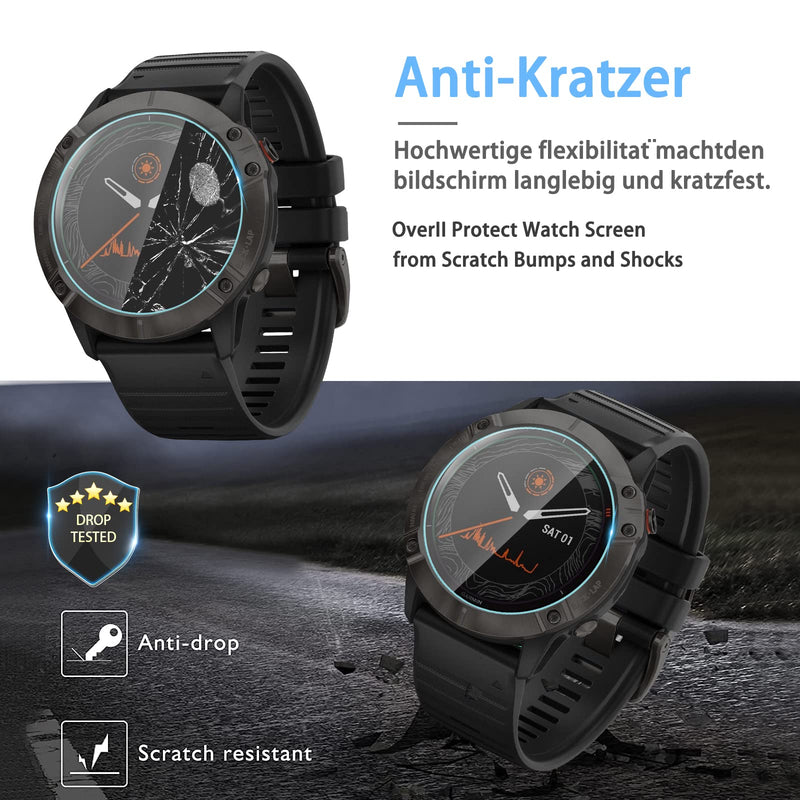 Suoman 4-Pack for Garmin Fenix 6X Pro / 6X Pro Solar / 6X Sapphire Screen Protector, 2.5D 9H Hardness Tempered Glass for Garmin Fenix 6X Pro / 6X Pro Solar / 6X Sapphire Smartwatch Clear*4