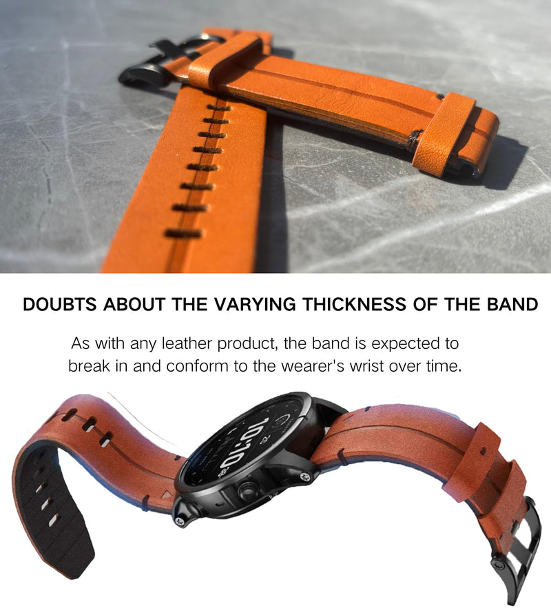 leather watch band for garmin fenix 7/7x fenix 6/6x fenix 5x/5 plus Forerunner 965 955 935 745 epix Pro Gen 2 full grain 22mm 26mm quick fit Watch Strap replacement for Men brown 22mm-fenix 5 6 7