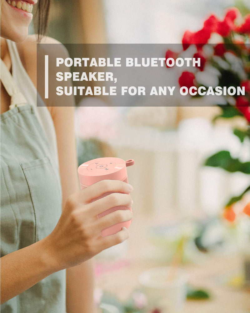 comiso Bluetooth Speaker, Portable Bluetooth Speakers with Wireless Stereo Pairing, Built in Mic, 360° HD Sound,IP65 Waterproof Speaker,Support TF Card, for Home/Party/Outdoor/Beach,Gift For Men/Women Pink