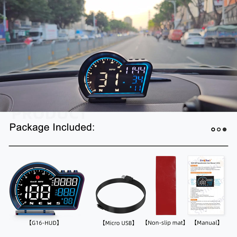 [AUSTRALIA] - SinoTrack HUD Digital GPS Speedometer for Car Universal Heads Up Display Oversize Screen Large LCD MPH Speedometer Speed Fatigued Diving Alert Over-Speed Alarm Compass for All Vehicle 
