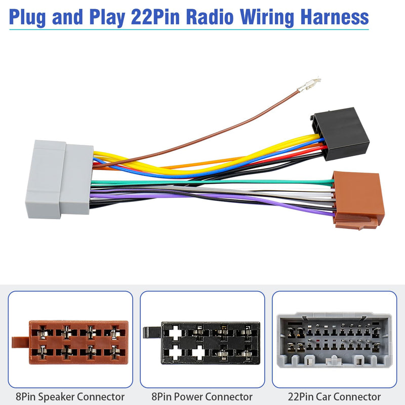 Radio Wiring Harness Adapter Compatible with Dodge Ram Caravan Charger Jeep Wrangler Commander Chrysler Voyager Sebring 22Pin Car Stereo Wire Connector
