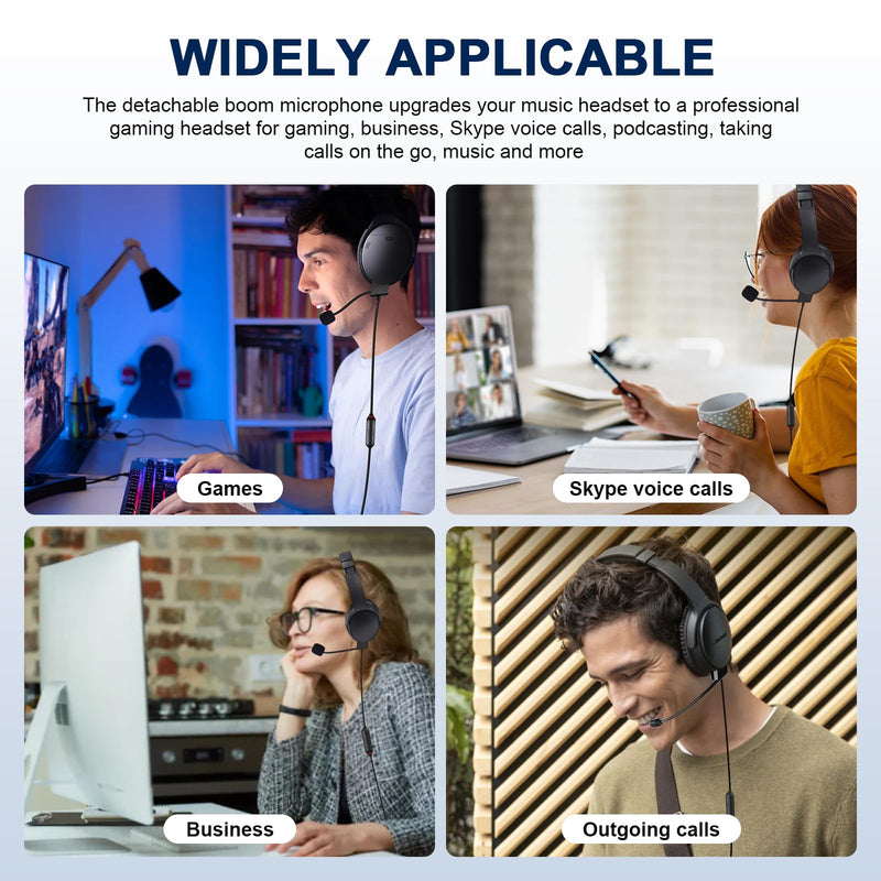 QC45 Microphone Compatible with Bose QC45 Wireless Noise Cancelling Headphones, Boom Gaming Microphone Cable with Mute Switch for PS4, PS5, PC, Xbox One Controller (QC45 Boom Mic, 3.5mm Y-Splitter)