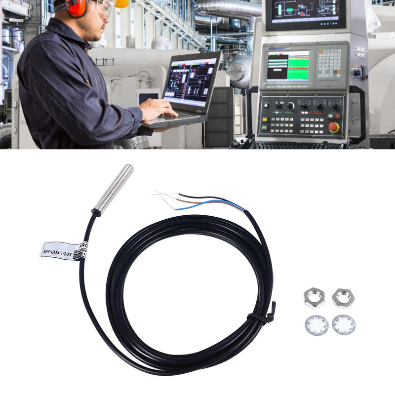 Inductive Proximity Sensor, DC6-36V M6 Mini Proximity Switch Made of Nickel-Plated Brass, 1 mm Detection Distance for Object Detection